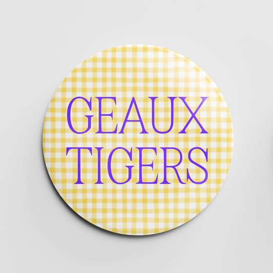 Geaux Tigers Gingham 2.25" Button