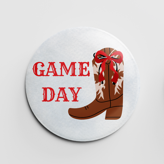 Game Day Ribbon Boot 2.25" Button