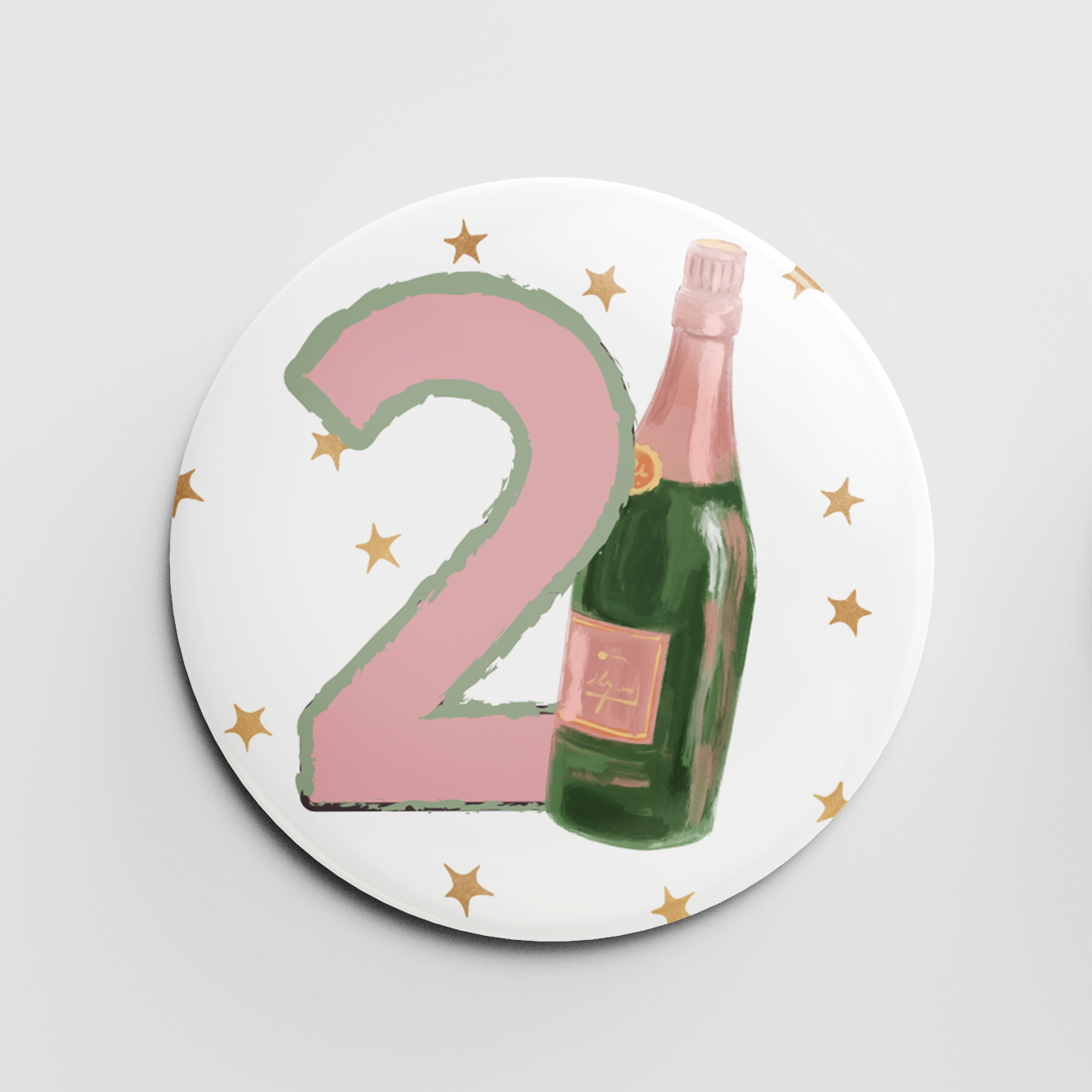 21st Champagne Bottle 2.25" Button