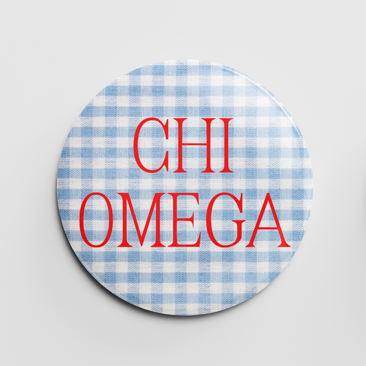 Chi Omega Gingham 2.25" Button