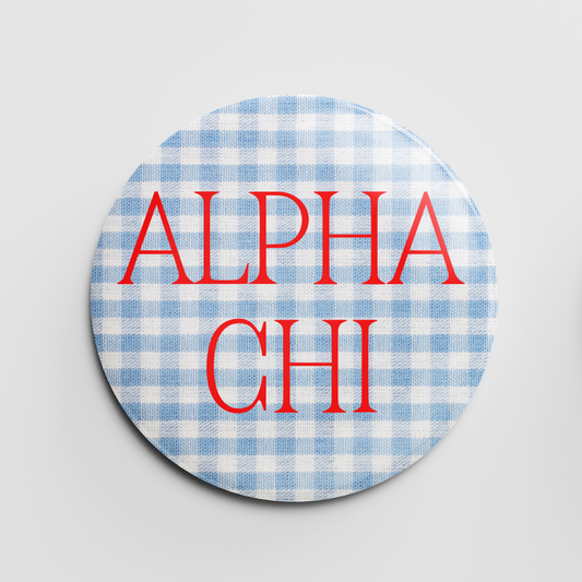 Alpha Chi Gingham 2.25" Button