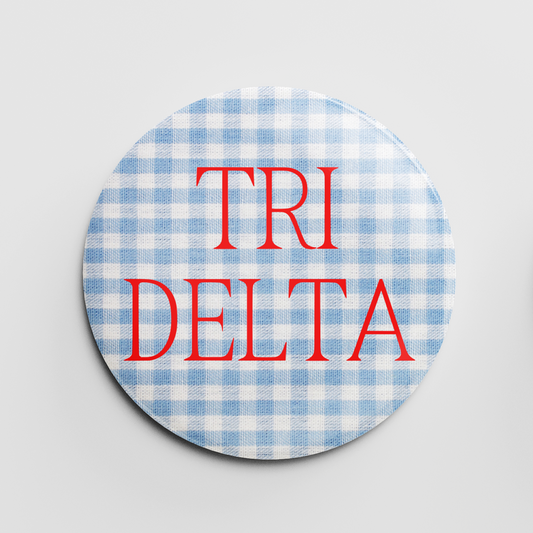 Tri Delta Gingham 2.25" Button