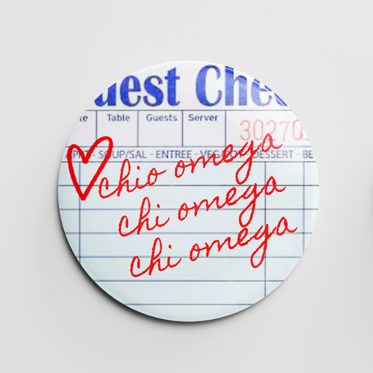 Chi Omega Guest Check 2.25" Button