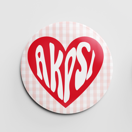 AKPsi Gingham Heart 2.25" Button