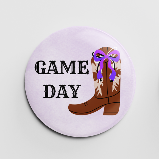 Game Day Ribbon Boot TCU 2.25" Button